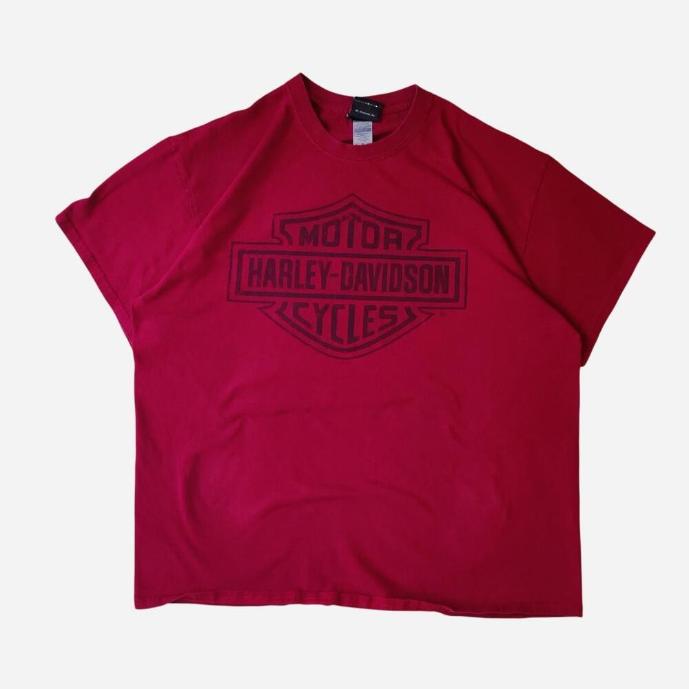 Harley Davidson red cotton t-shirt with black Harley-Davidson logo